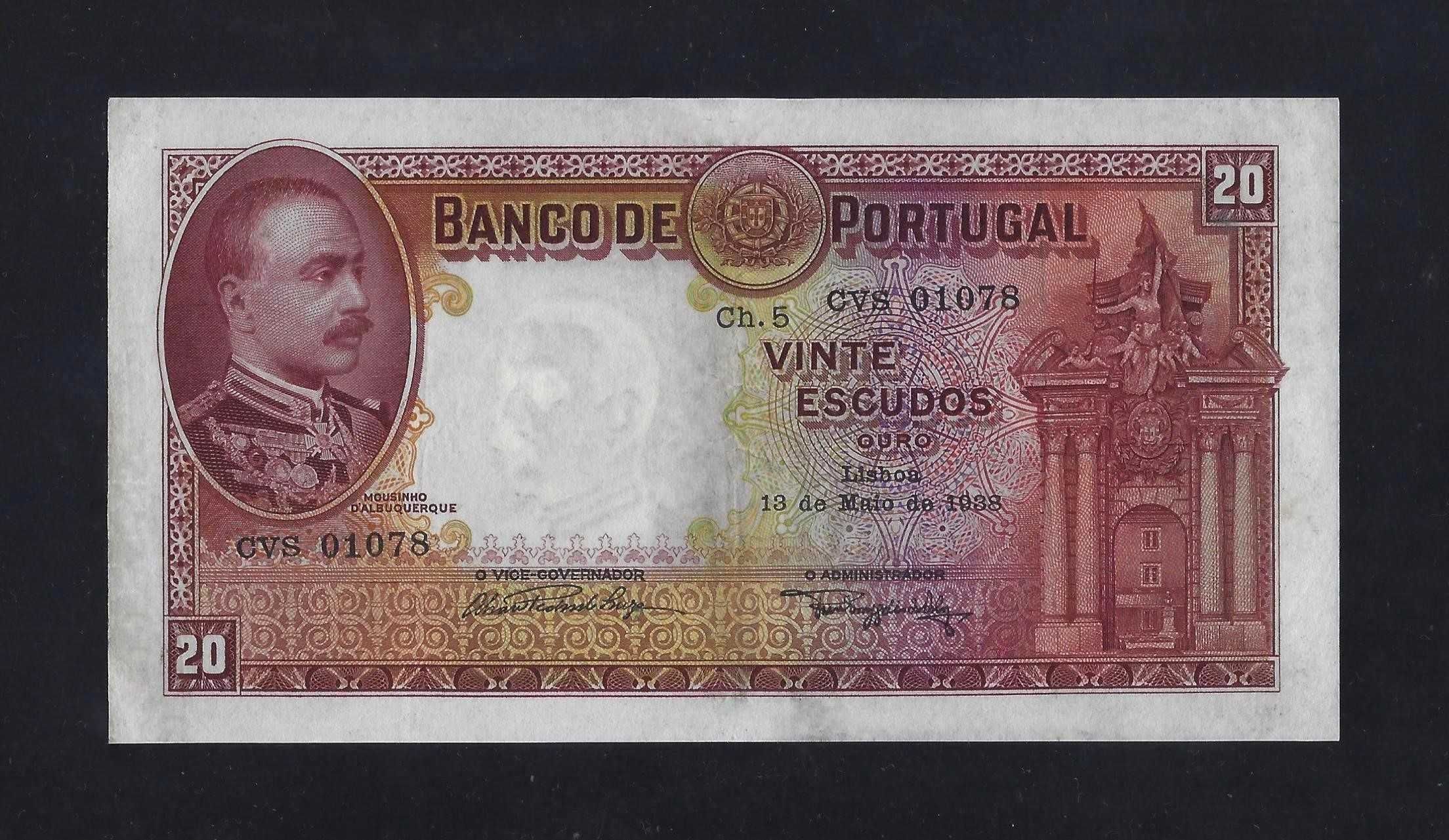 nota de 20 escudos 1938 bela