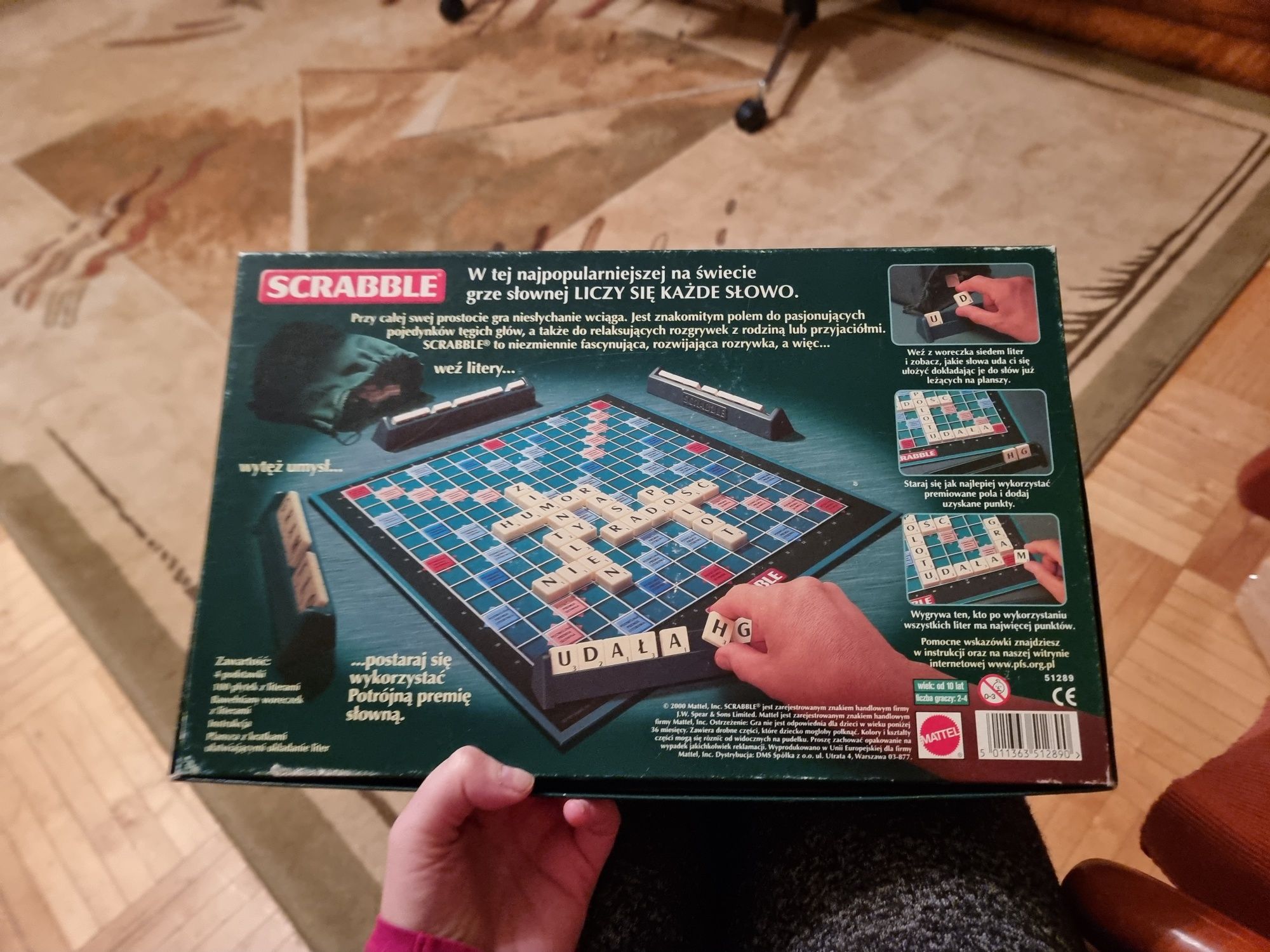 Gra Scrabble Mattel original oryginał rok 2000 gra planszowa