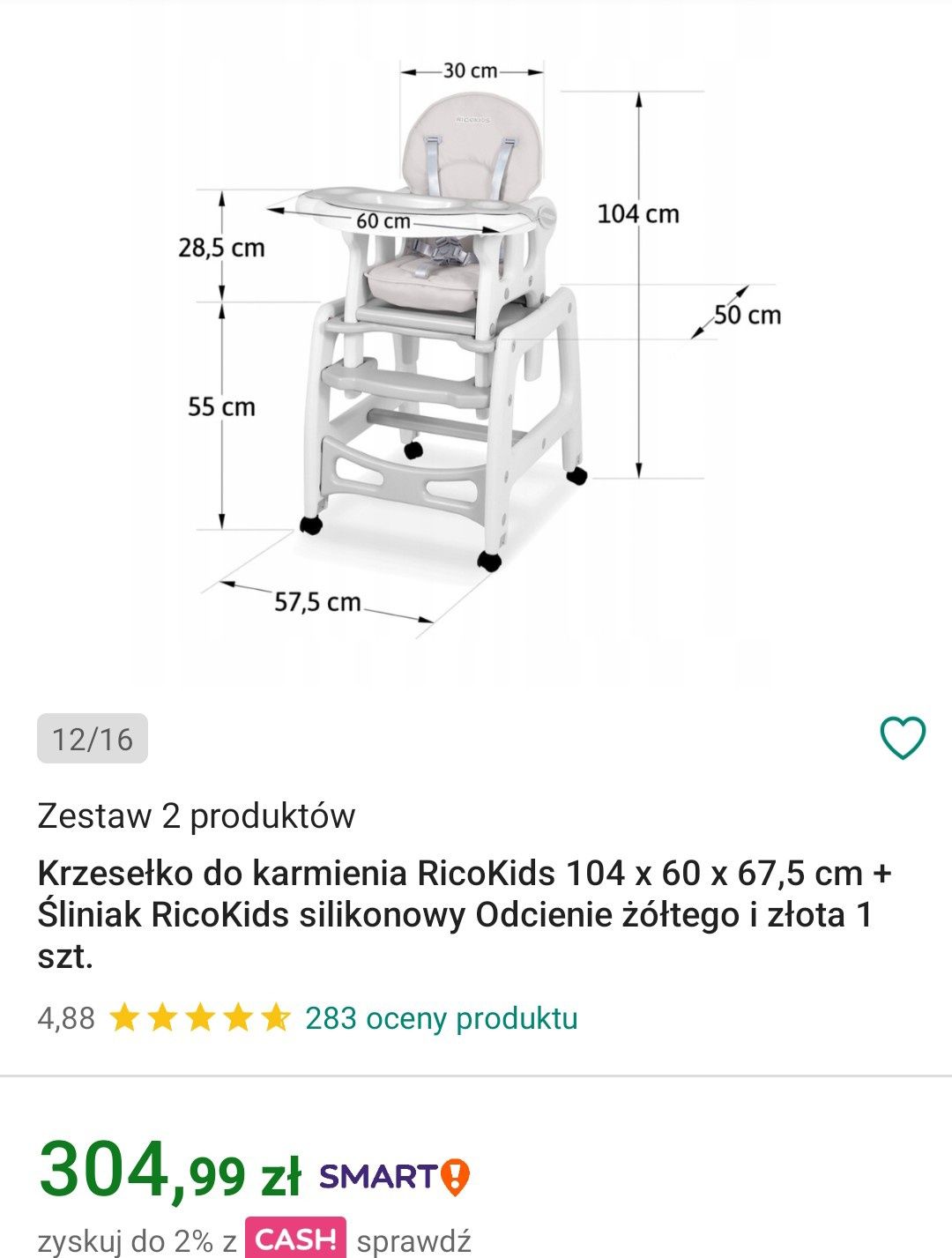 Krzesełko do karmienia wielofunkcyjne Piccolo