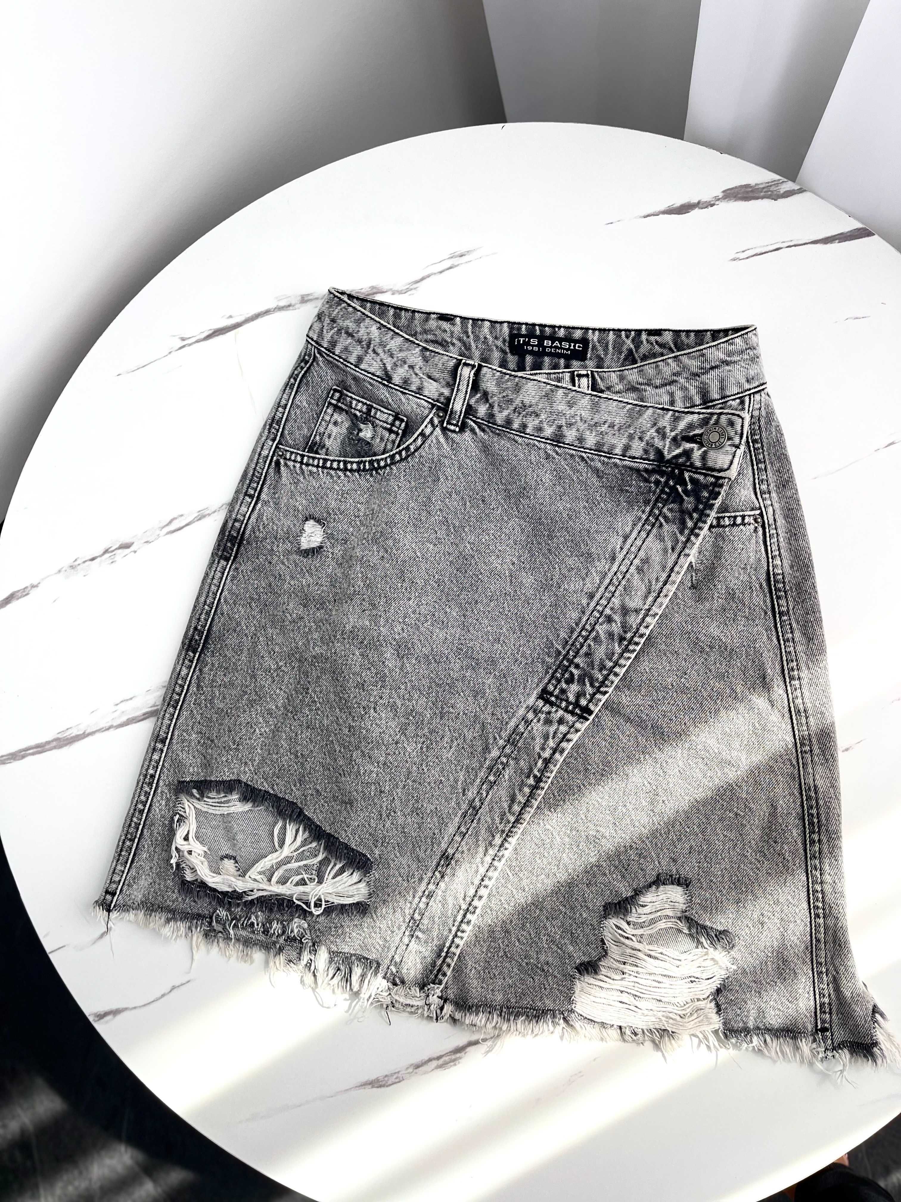 Спідниця джинсова сіра міні розімір S Zara