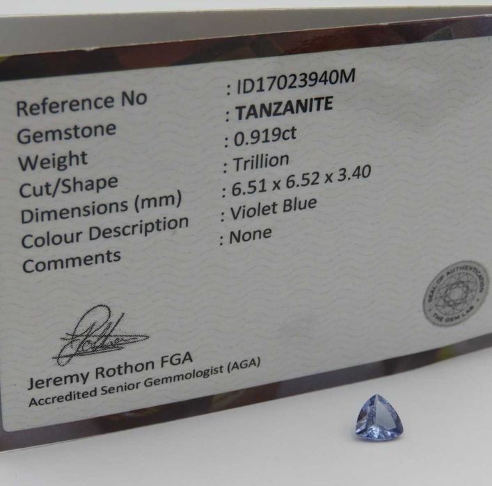 Pedra TANZANITE de 0.919ct Violet Blue com (Redução de preços!)
