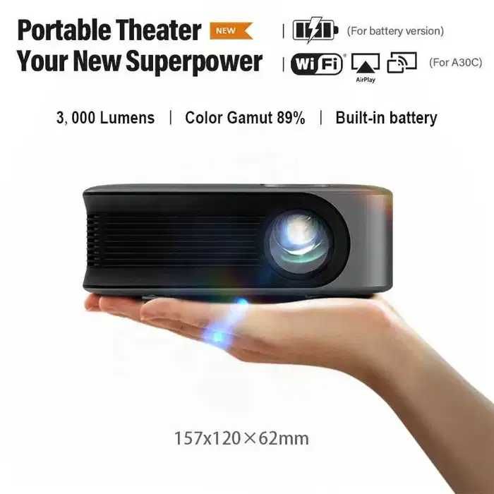 AUN A30C Pro аккумуляторный автономный мини Wifi проектор