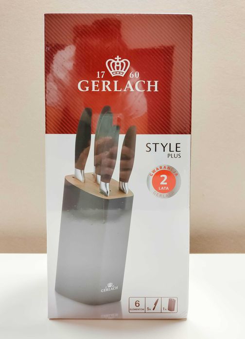 zestaw noży Gerlach STYLE Plus w bloku - 5 noży - NOWY zafoliowany