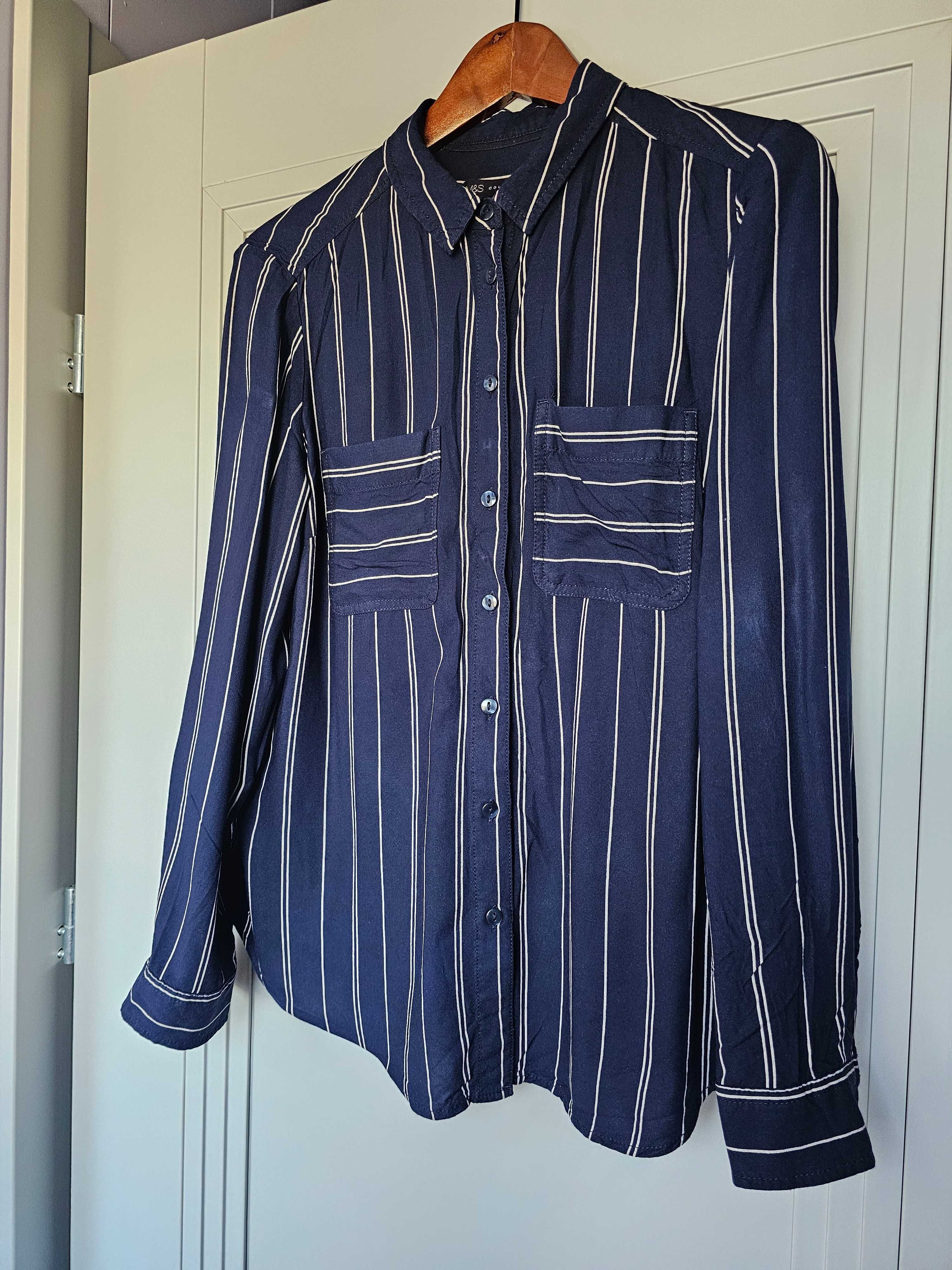 M&S Collection damska koszula w paski kieszenie 100% wiskoza XXL