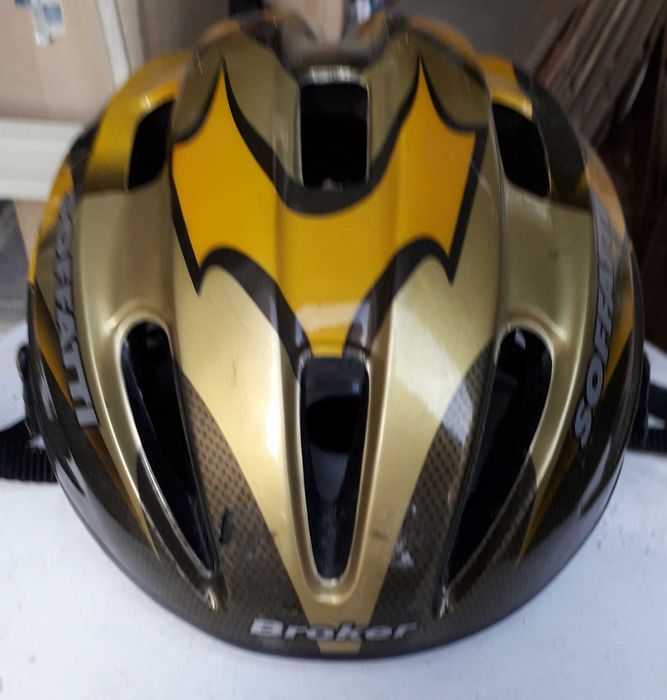 Kask rowerowy Soffatti, żółto-srebrno-czarny, używany,