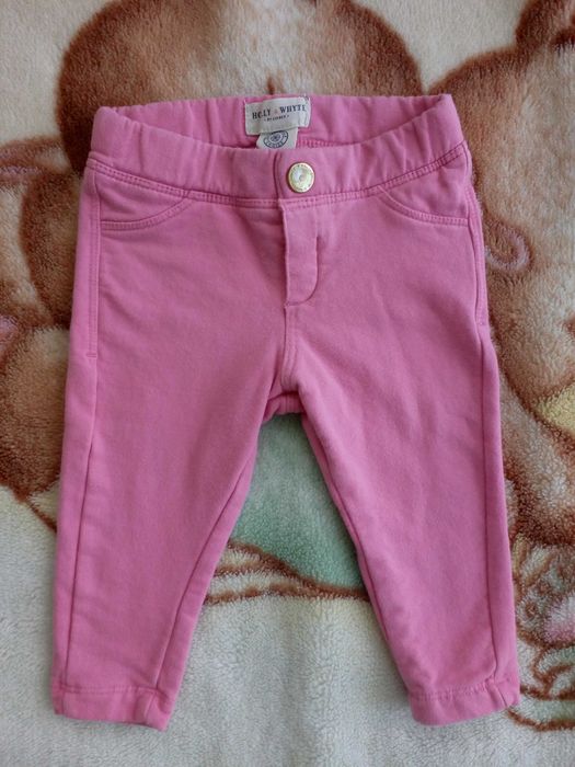 Różowe ocieplane meszkiem spodnie legginsy Lindex 68 kieszenie