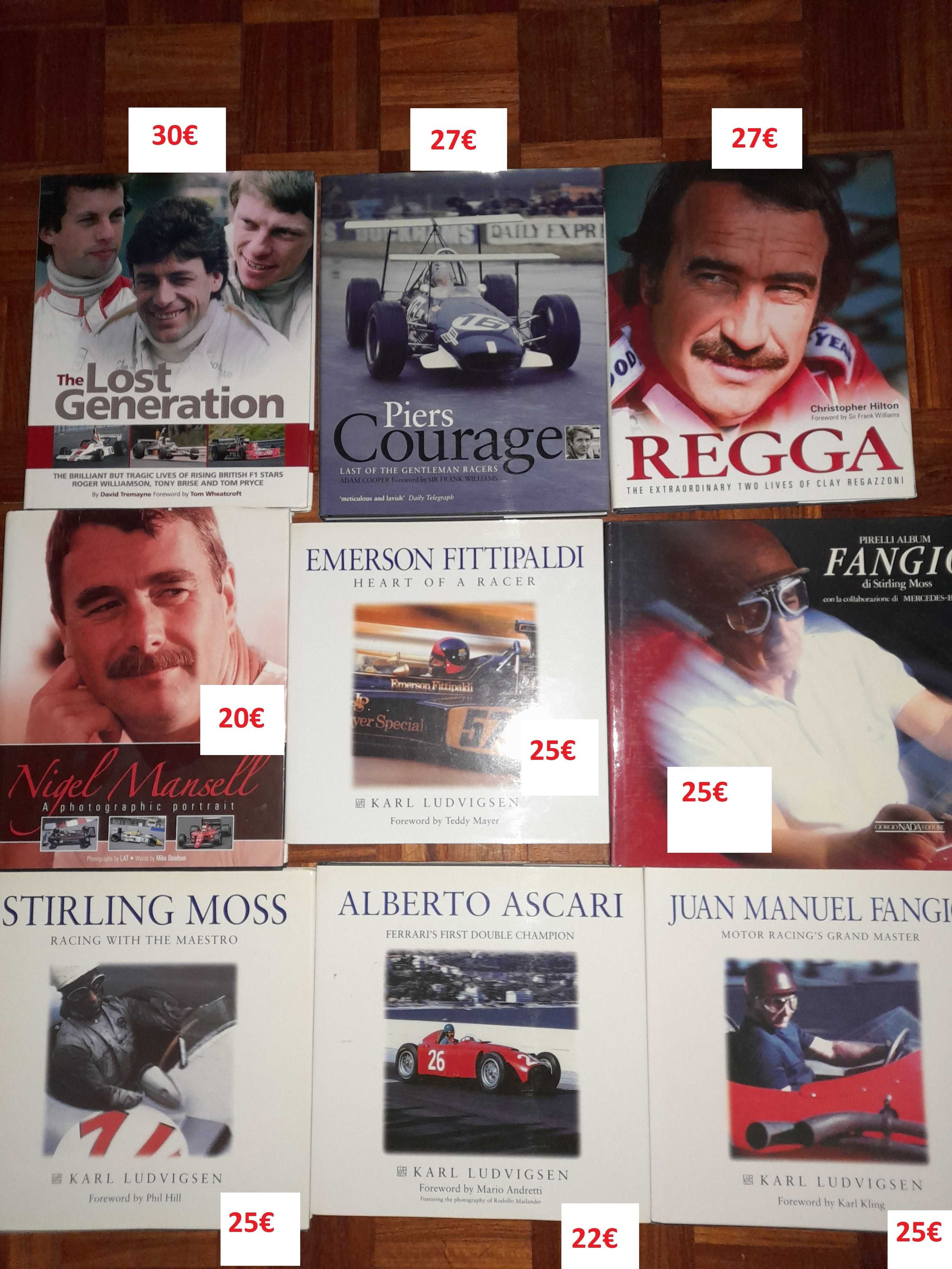 Biografias pilotos F1 Fangio Moss Clark Lauda Prost Fittipaldi Mansell