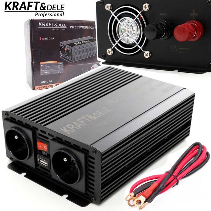 KRAFT&DELE Przetwornica 12v 2x 230v Samochodowa Napięcia 700w