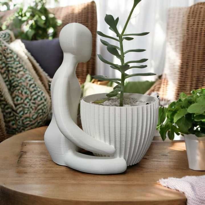 Vaso de Planta Guardião Minimalista 3D - Arte e Natureza