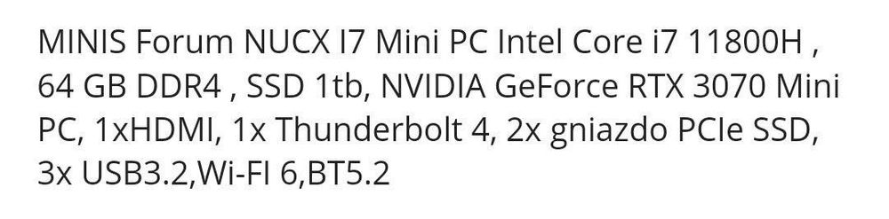 Mini PC Minis Forum NUCXI7