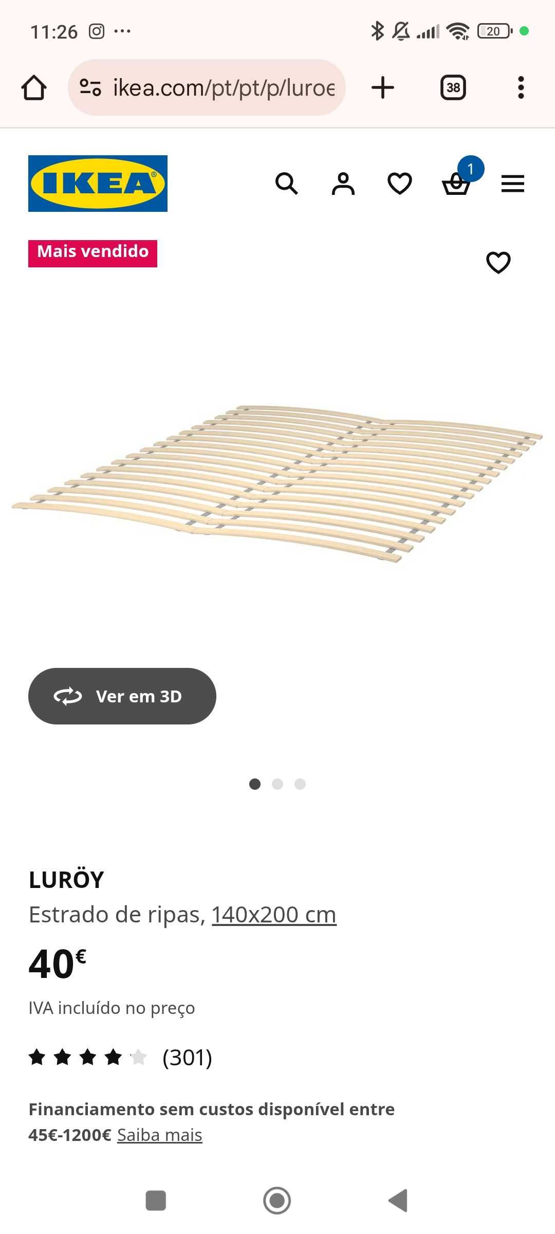 Cama casal IKEA c/ estrados