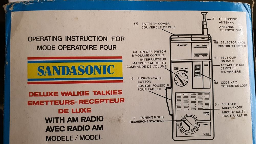 Walkie-Talkie Vintage SANDASONIC - Nunca utilizado.