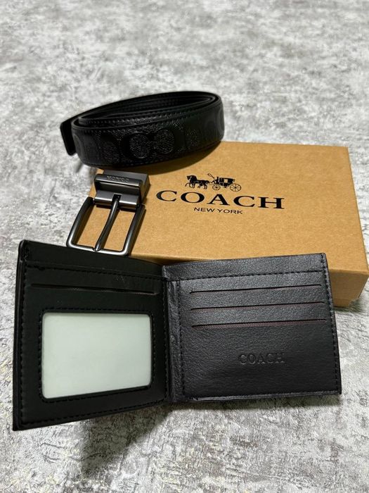 Подарочный набор Coach кошелек + ремень в подарочной коробке | подарун