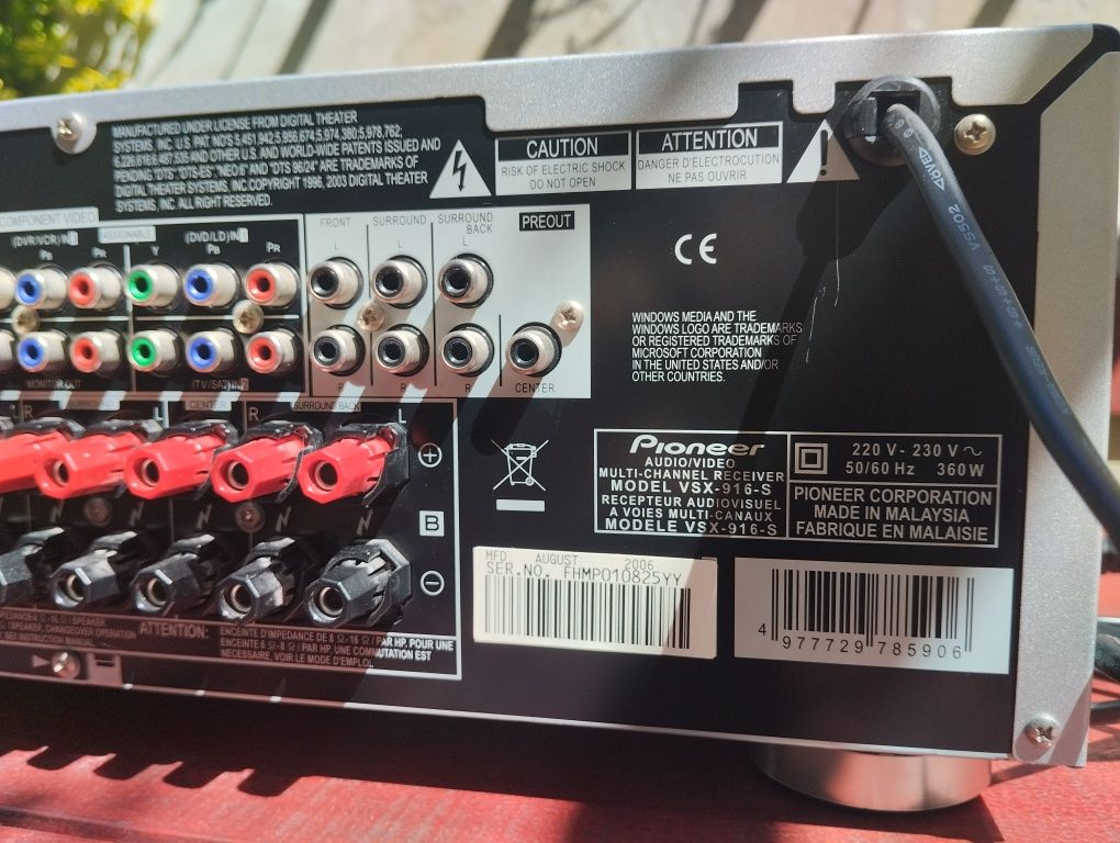 Pioneer vsx 916 amplituner 7.1 z wejściem optycznym i wyjściem pre out