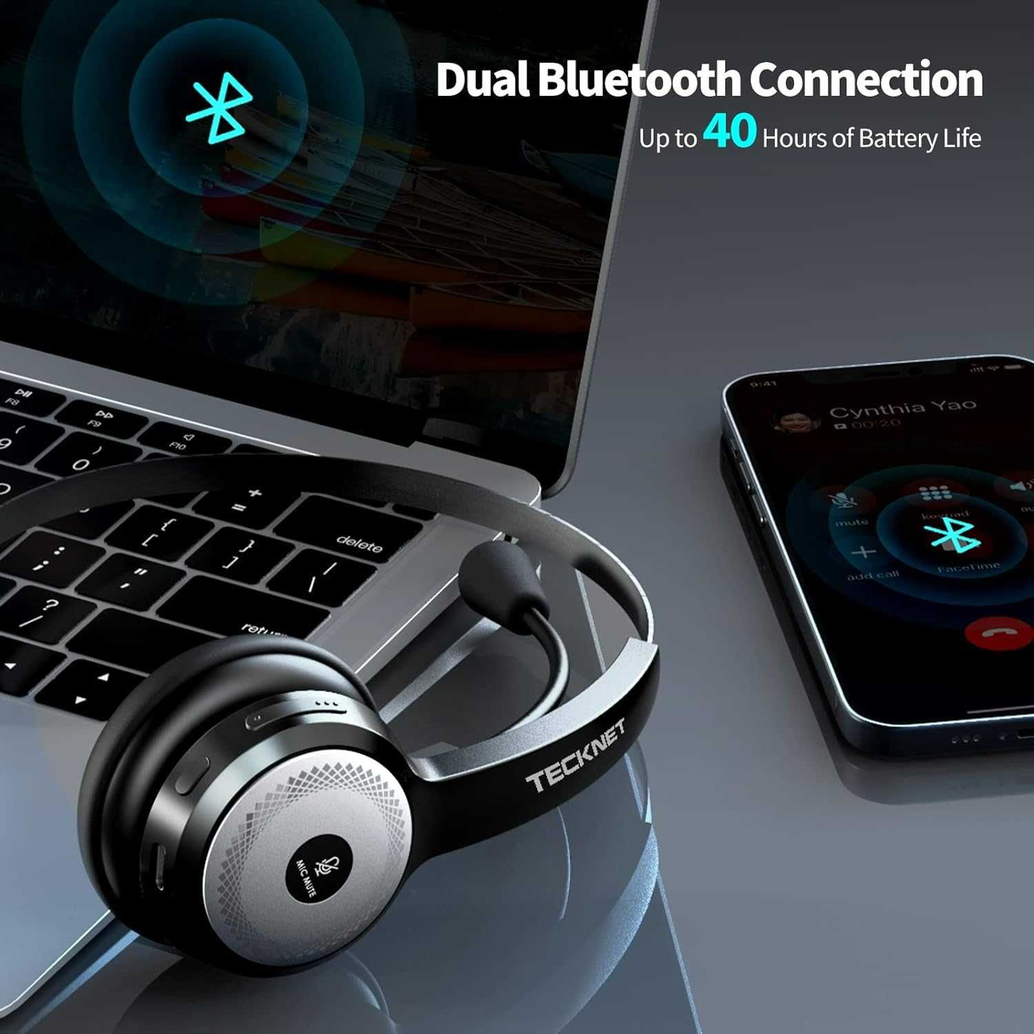 Bezprzewodowy zestaw słuchawkowy Bluetooth 5.0 TECKNET