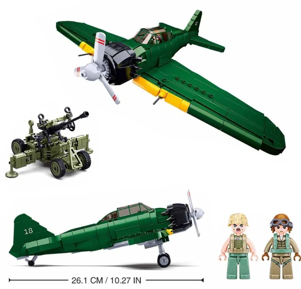 Конструктор Sluban M38-B1108 Японский самолёт Mitsubishi Zero A6M