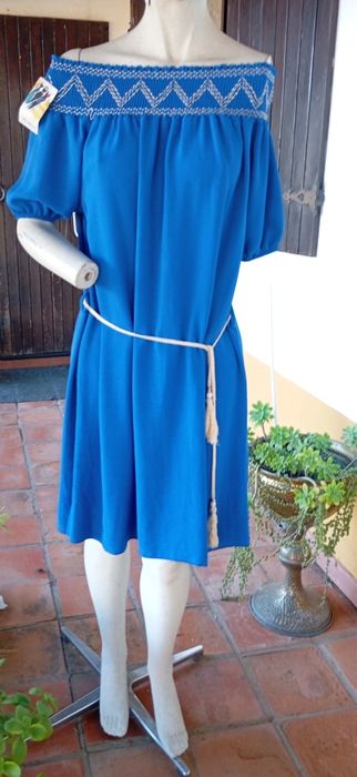Vestido azulão com cinto