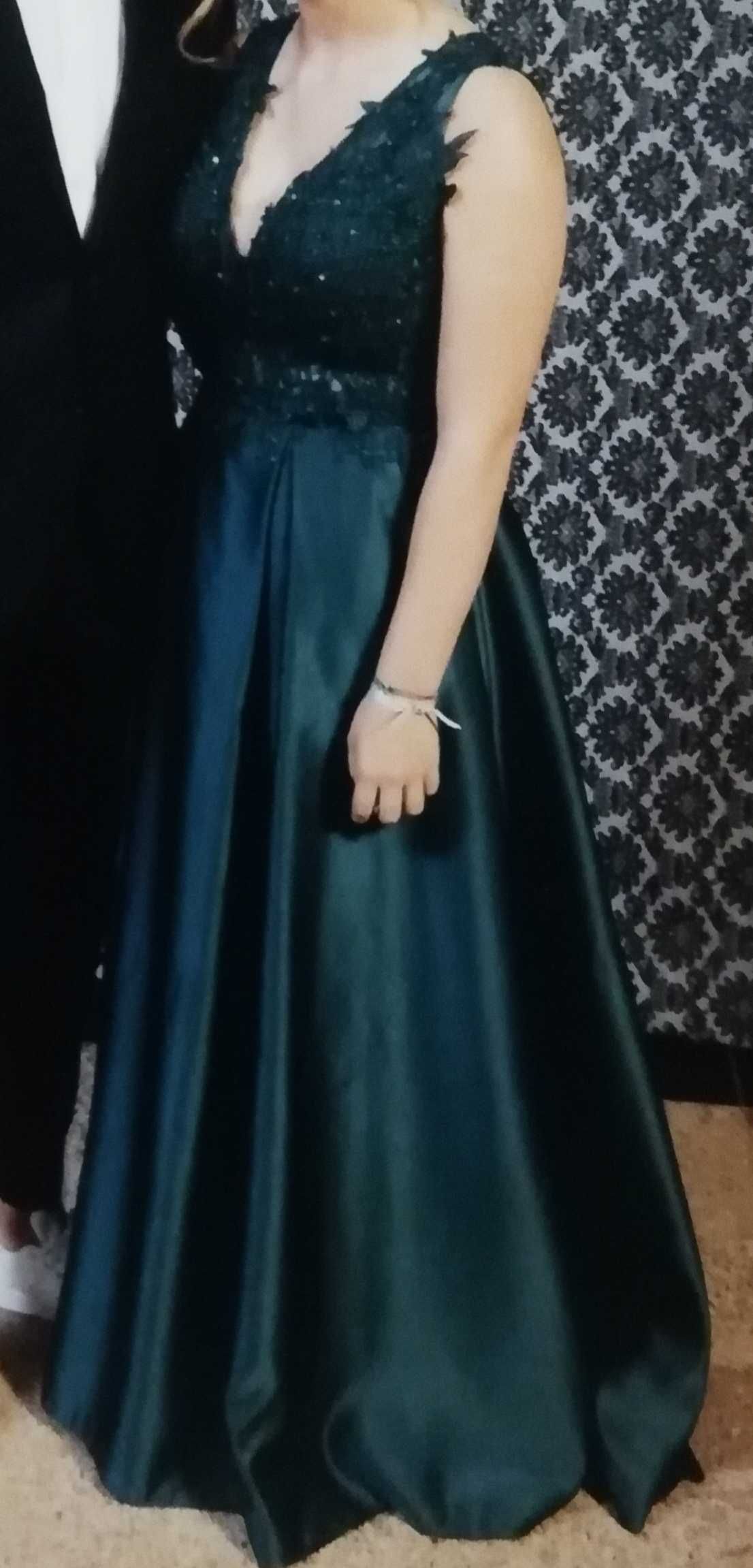 Vestido de gala verde escuro como novo