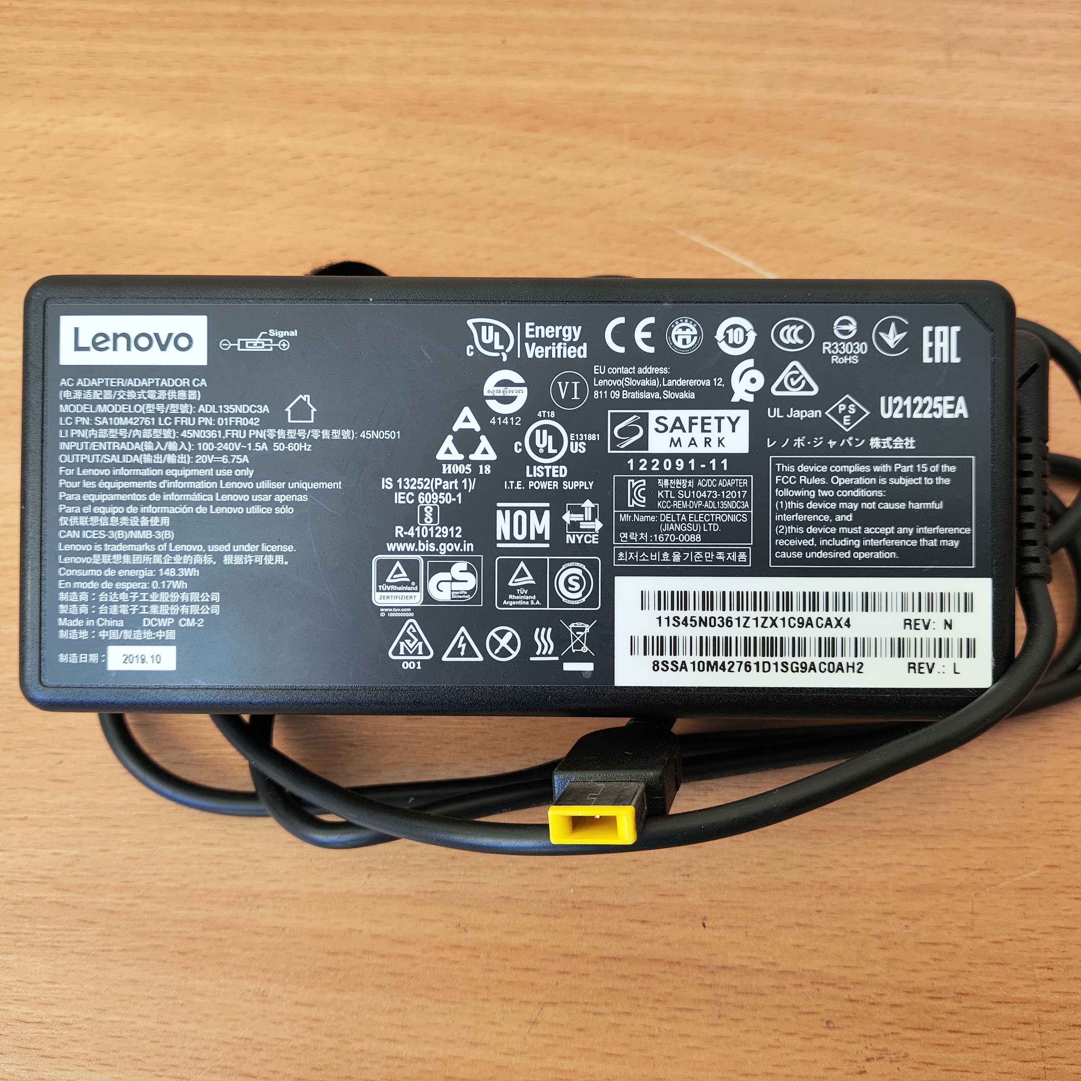 Блок живлення оригін Lenovo 135W 20V 6.75A 01FR042 ADL135NDC3A 45N0361