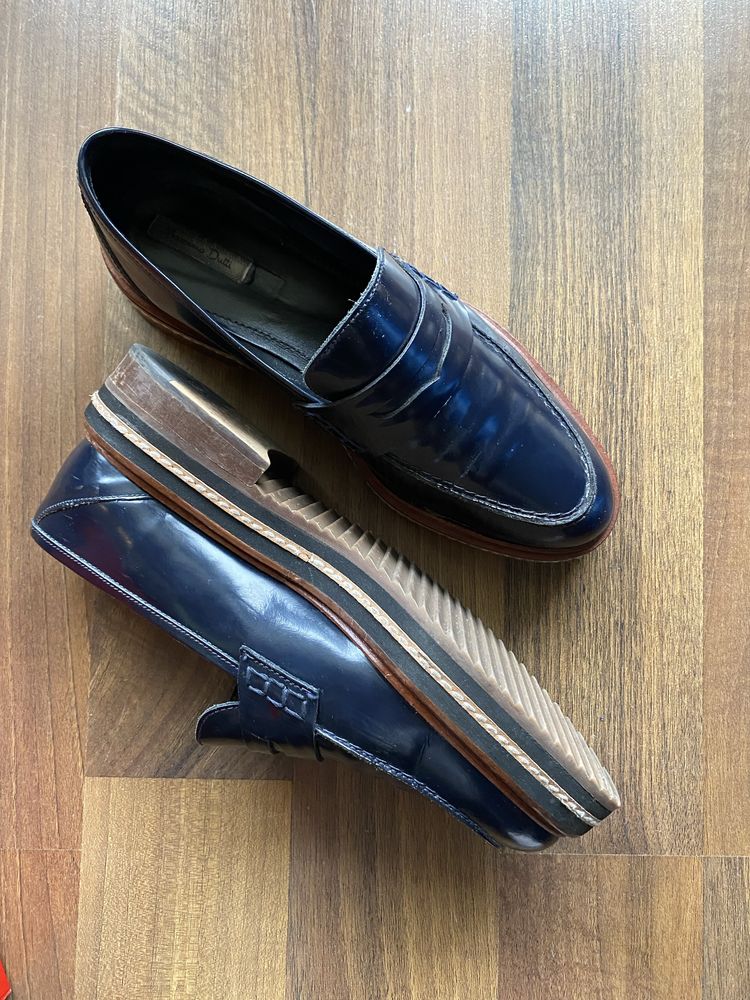 Skorzane mokasyny loafersy Massimo Dutti