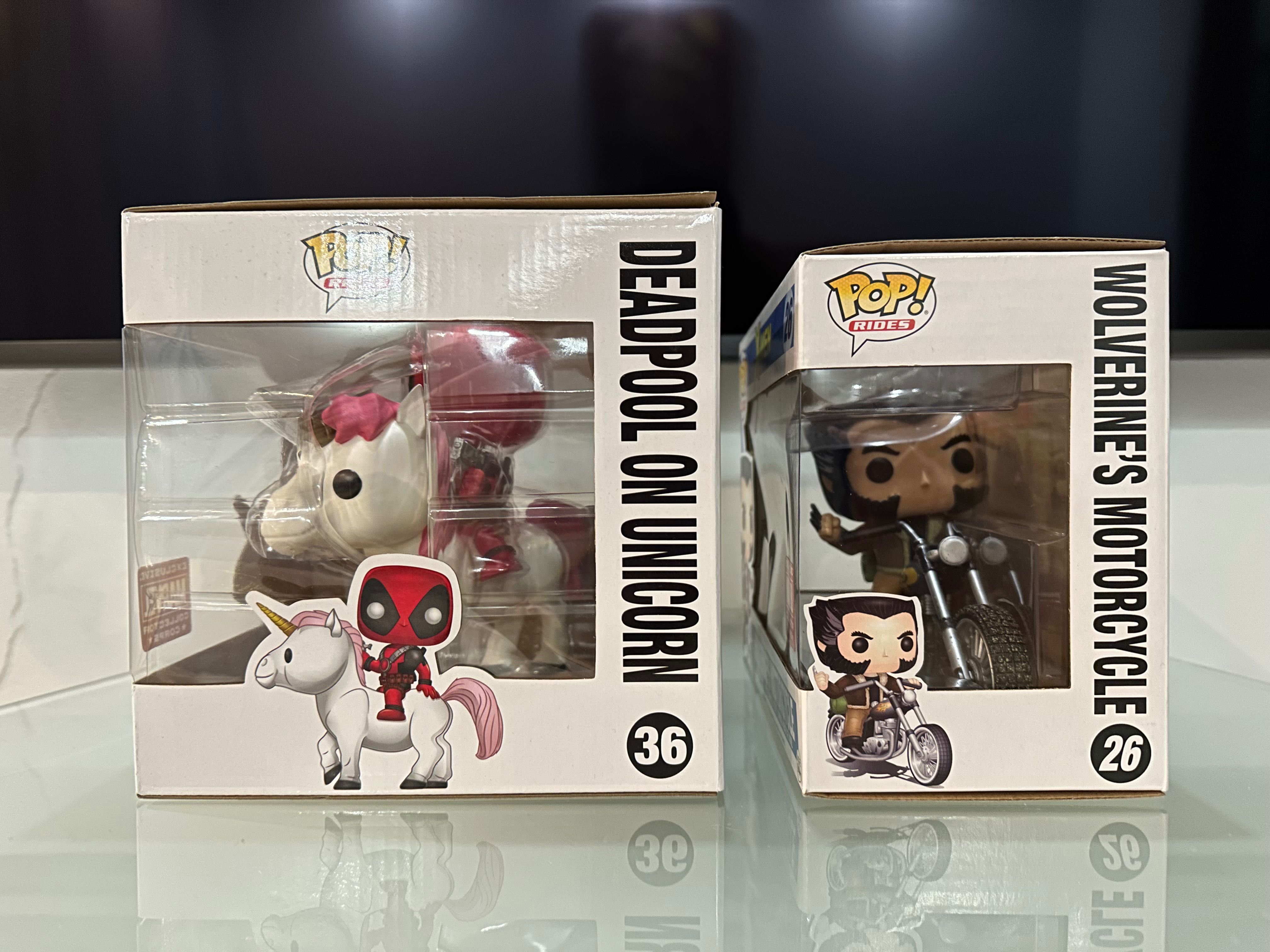 Funko Pop marvel Wolverine’s motorcycle Deadpool on unicorn