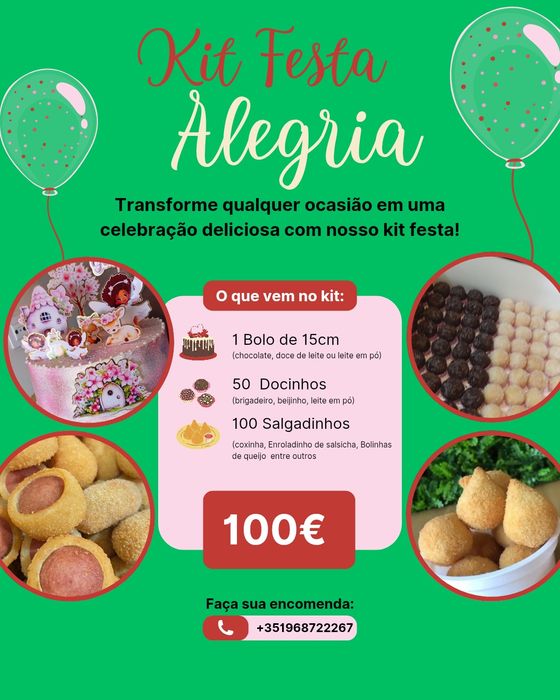Kit Festa Salgadinhos doces e Bolo