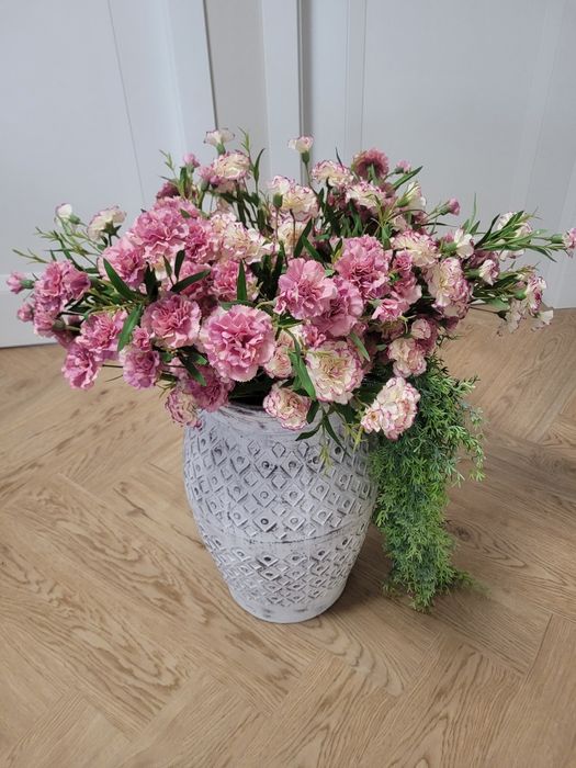 Wazon pękaty 48 cm + sztuczne kwiaty