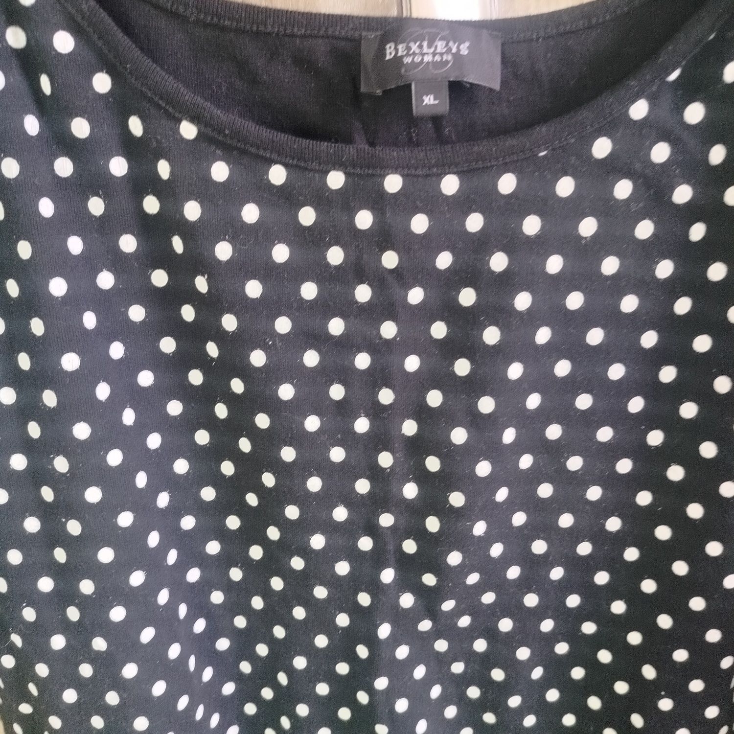 Bluzka koszulka damska czarna kropki Bexleys XL