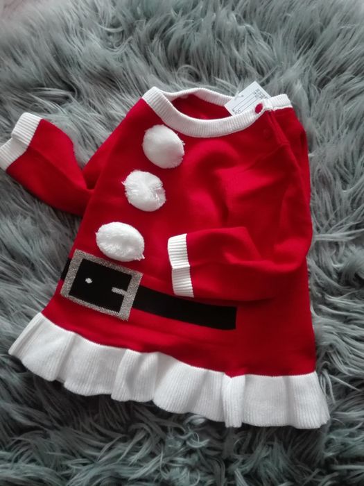 Śliczny sweterek świateczny h&m Mikołajka