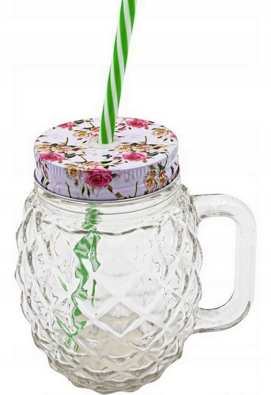 słoik kubek na soki drinki koktajle 3d wzór kwiatowy 500ml.