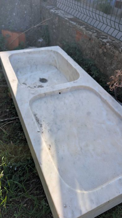 Lavatório de Cozinha Mármore Branco (Pouco Usado)