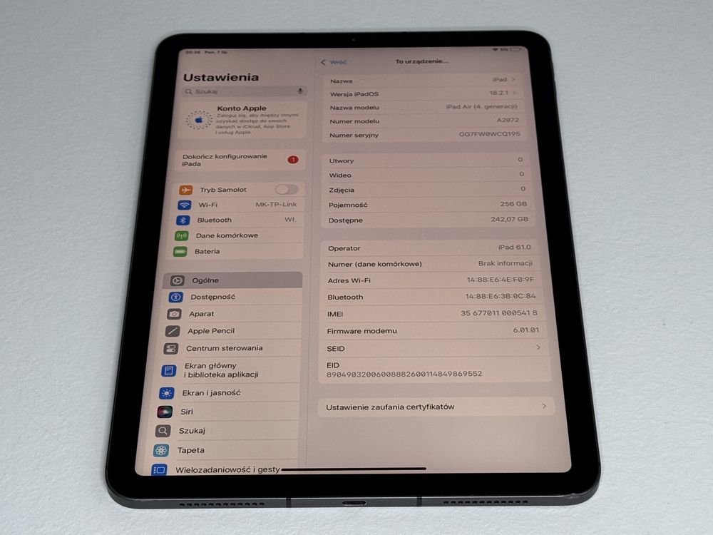 iPad Air 4 (A2072) - 256GB - Cellular (LTE) - faktura VAT 23%
