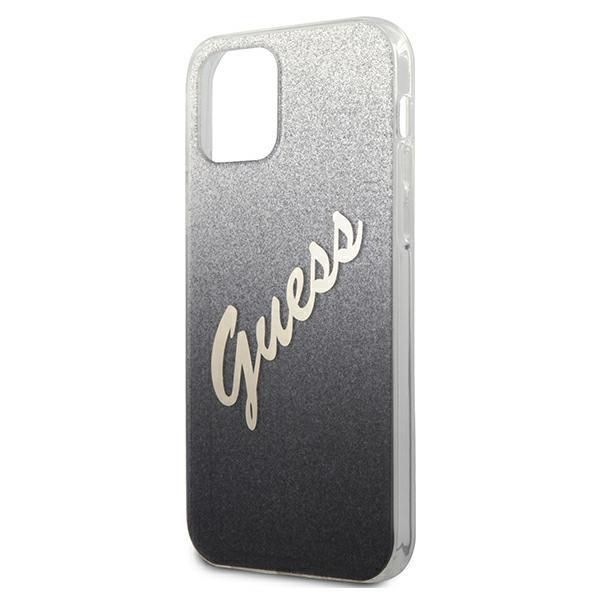 Case Guess Glitter Gradient do iPhone 12 Pro Max, Czarny