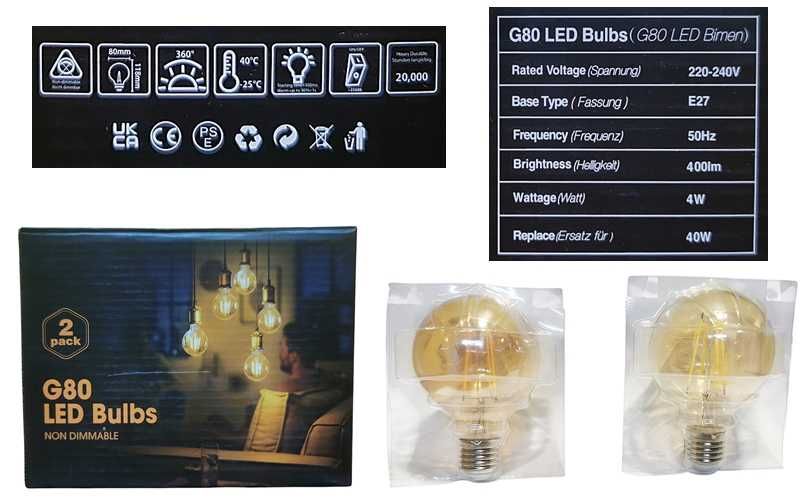 Lampy retro 2 szt z kablem + ciepłe żółte 2 szt żarówki E27 dekoracje