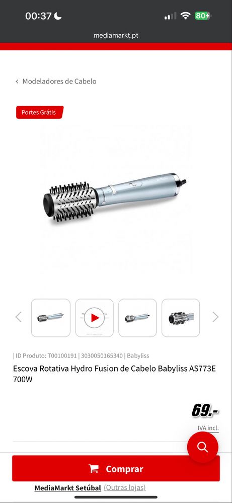 Escova rotativa babyliss