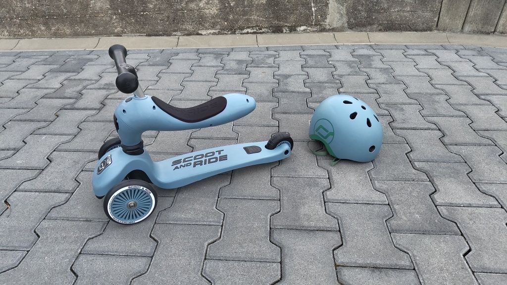 Hulajnoga z kaskiem dla dzieci Rowerek 2w1 Scoot and Ride trójkołowa