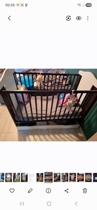 Łóżeczko niemowlęce brazowo-biale