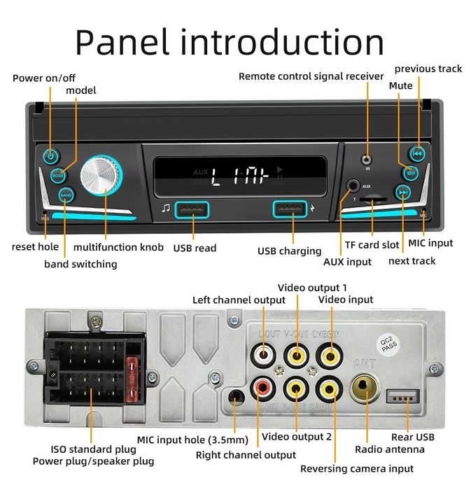 Автомагнітола висувний екран 7" Carplay/AndroidAuto Bluetooth FM USB