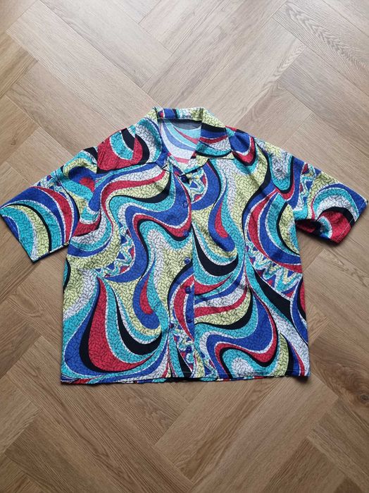 Kolorowa damska bluzka koszula z kołnierzem bluzka plus size oversize