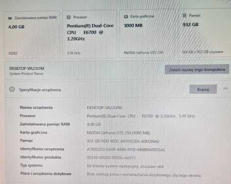 Komputer PC - Windows 10, Intel E6700, Nvidia