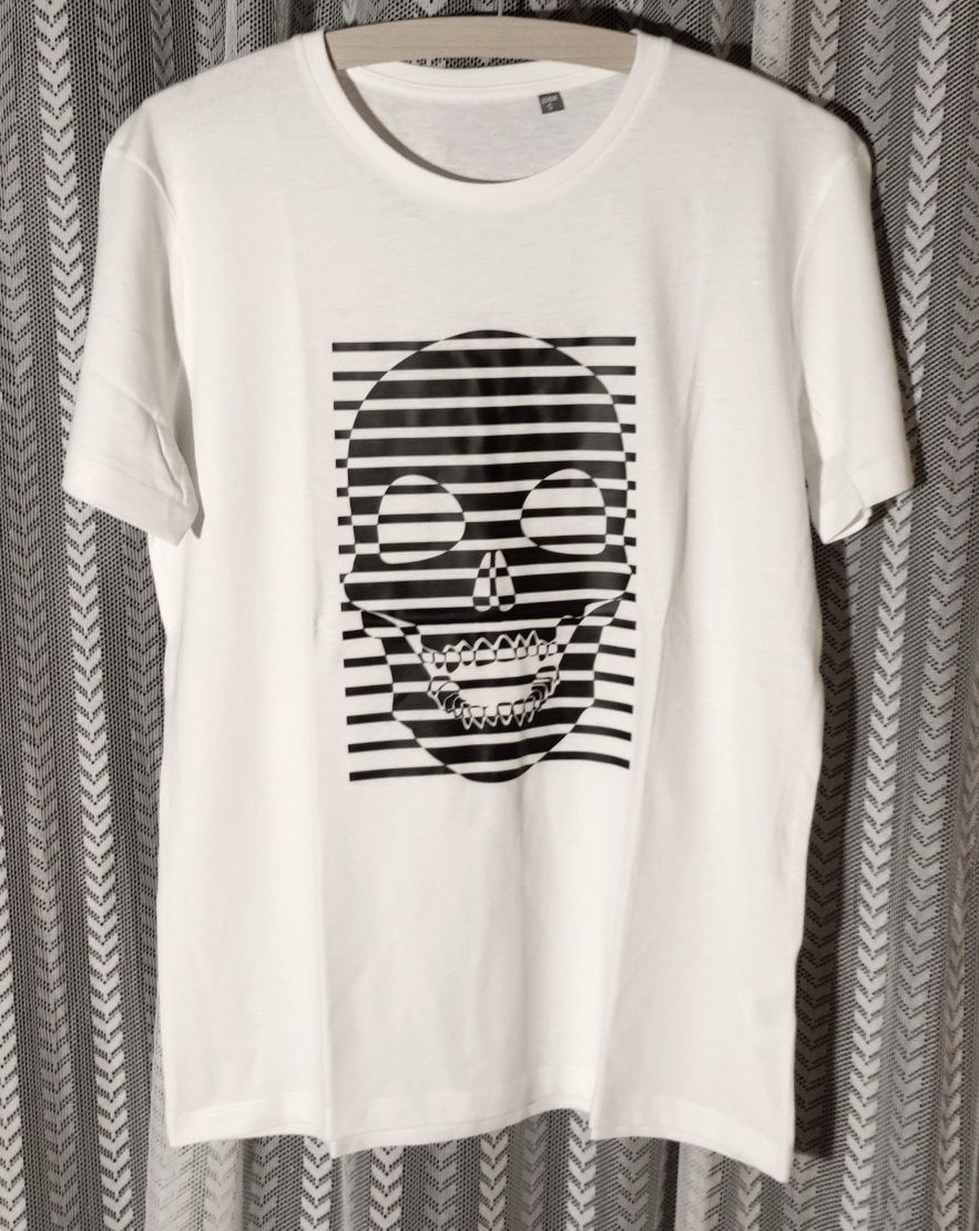 T-shirts brancas com Caveiras Unisexo