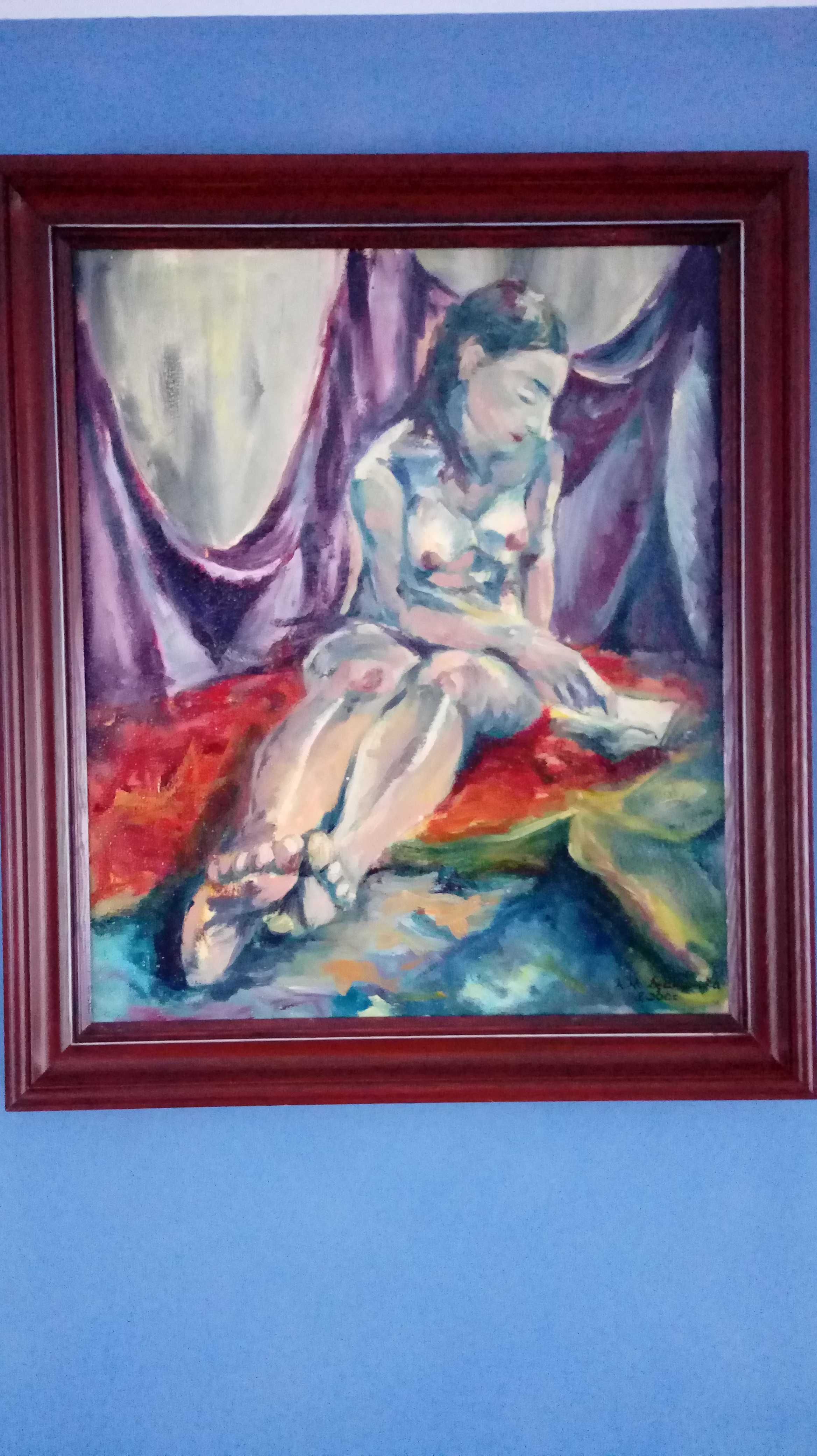 obraz olejny na płótnie akt Kobieta z książką