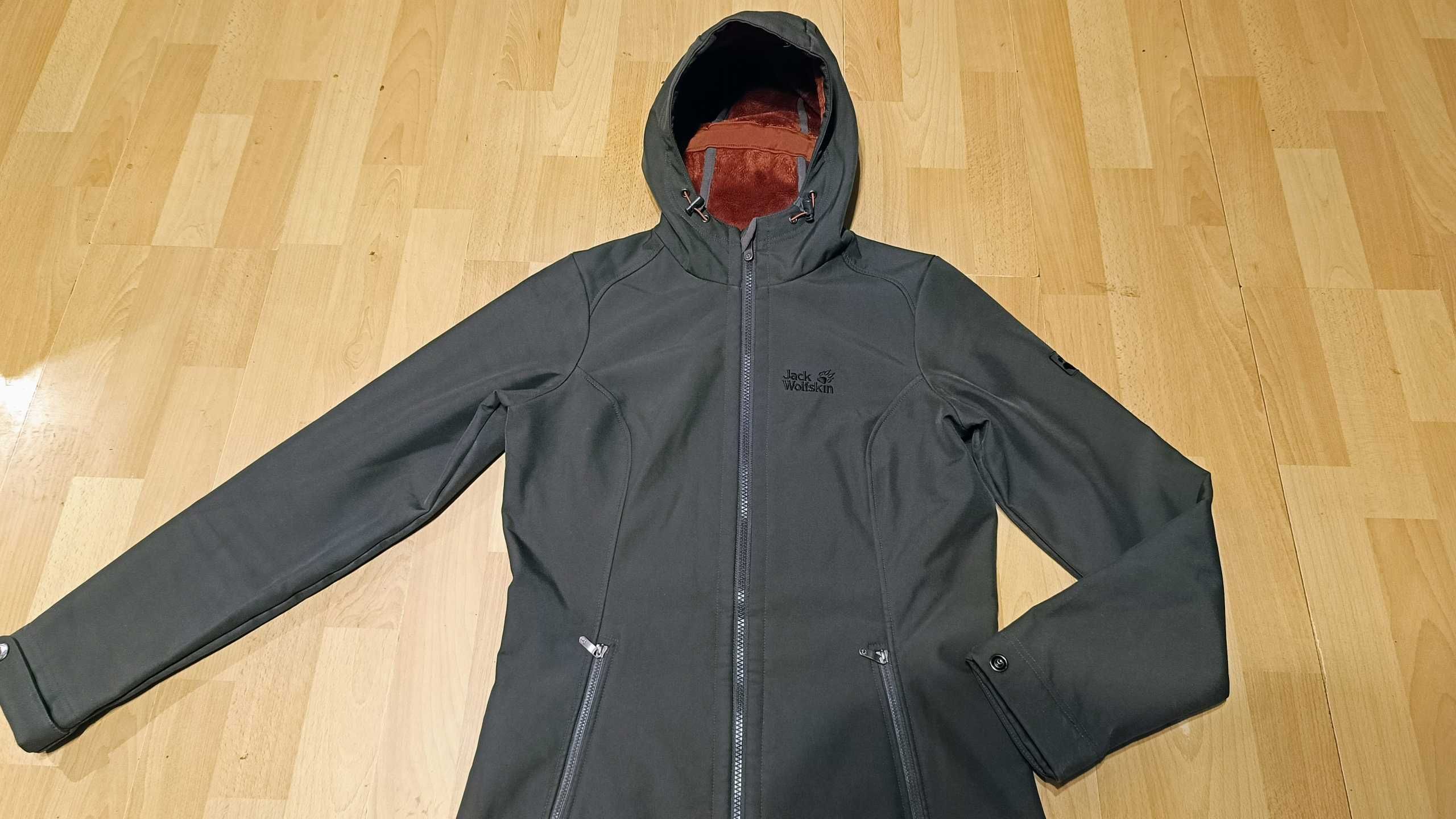 Damska długa ocieplana kurtka JACK WOLFSKIN FLEXSHIELD r.XS st.idealny