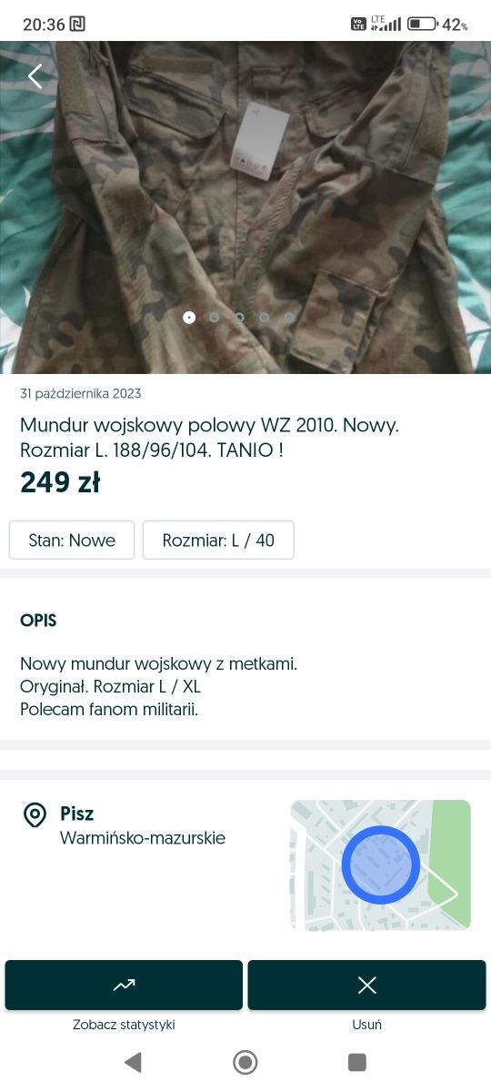 Mundur wojskowy połowy. Stary wzór