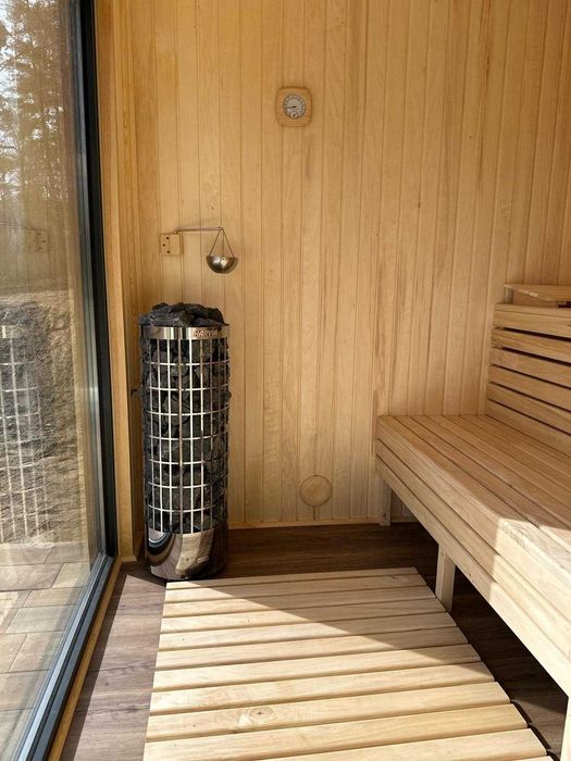 SAUNA ogrodowa PREMIUM 6 x 2,4m Hybryda WIFI wiata na BALIA JACUZZI