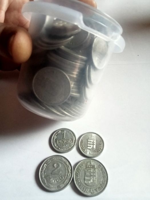 Monety Węgierskie z okresu 2wś 1 i 2 Pengo z lat 1941-44 , 123szt.