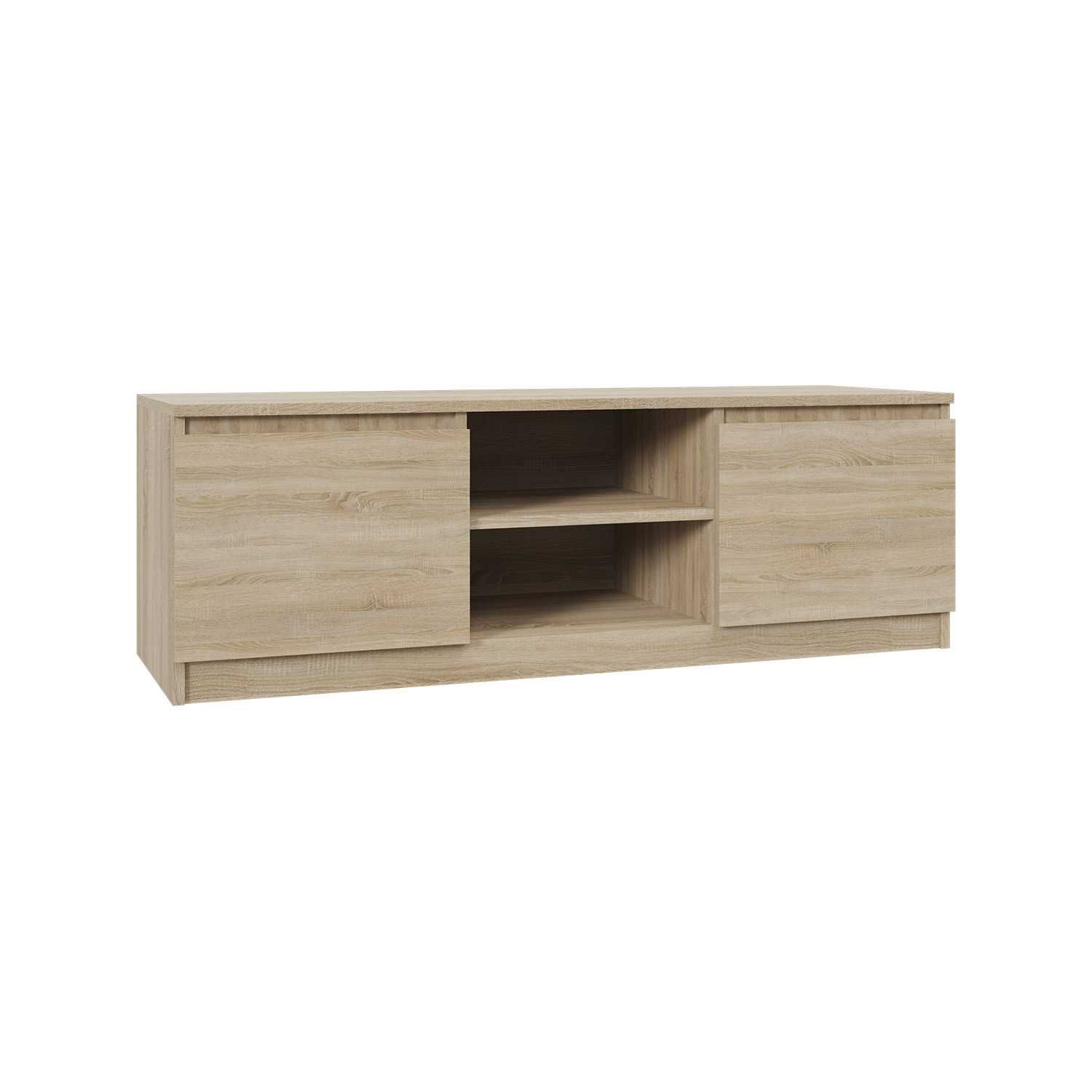 Szafka RTV komoda 120 cm / biała, dąb, połysk / salon sypialnia
