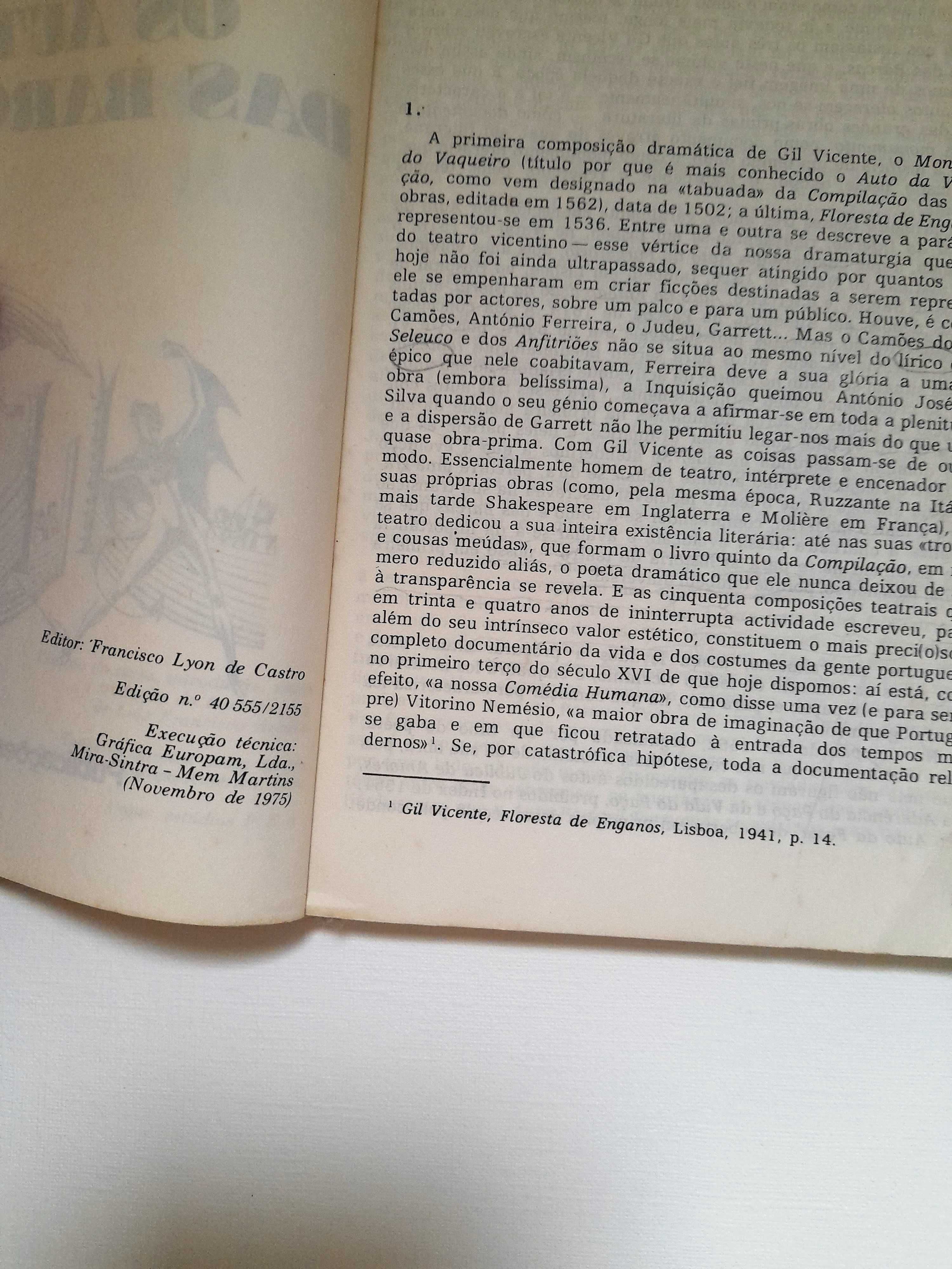 Livro antigo de 1975 Os autos das barcas Gil Vicente