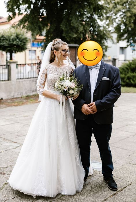 Suknia ślubna Elenora, księżniczka, z odpinanym trenem,