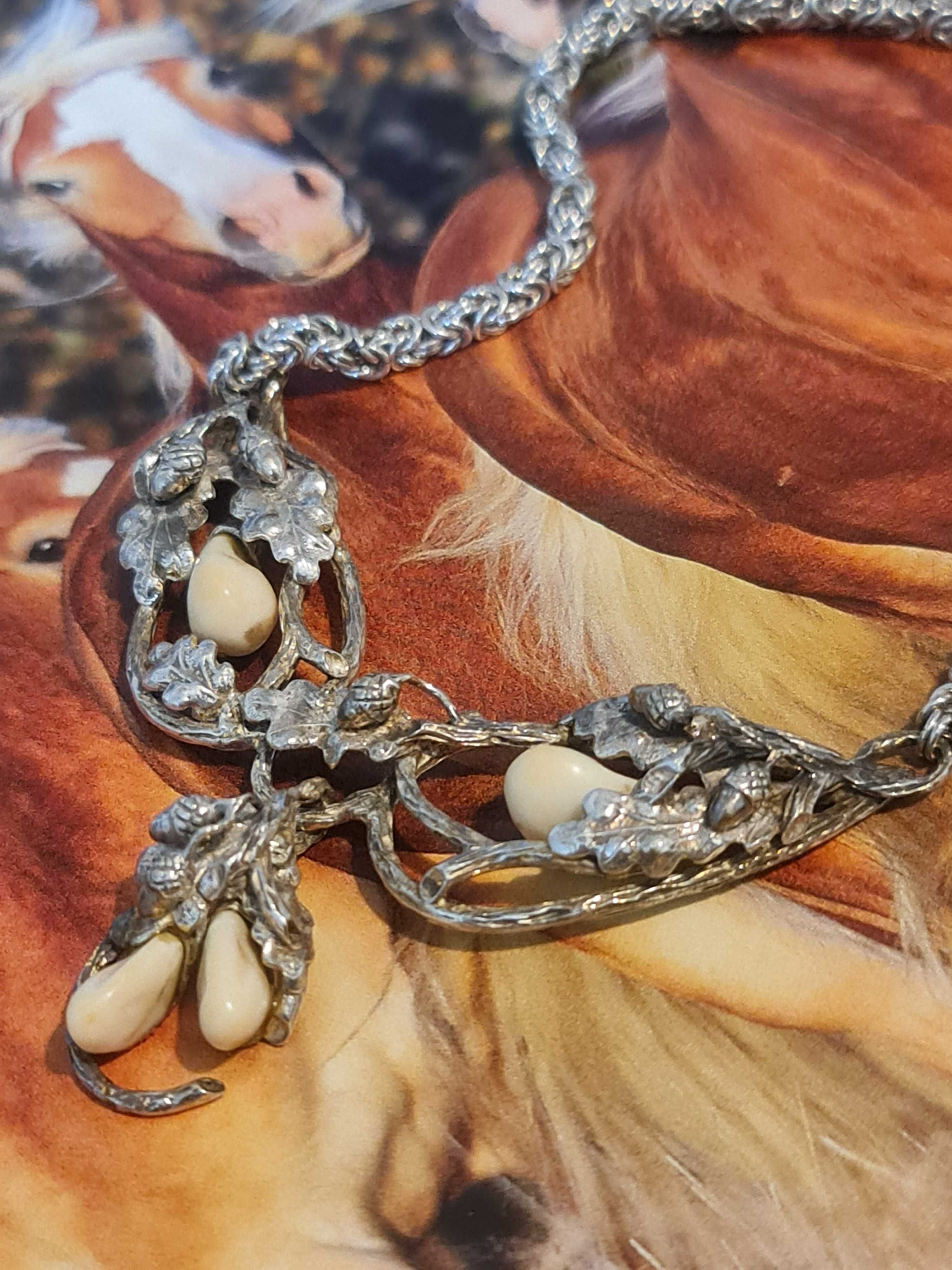 Naszyjnik srebrny z grandlami - biżuteria myśliwska